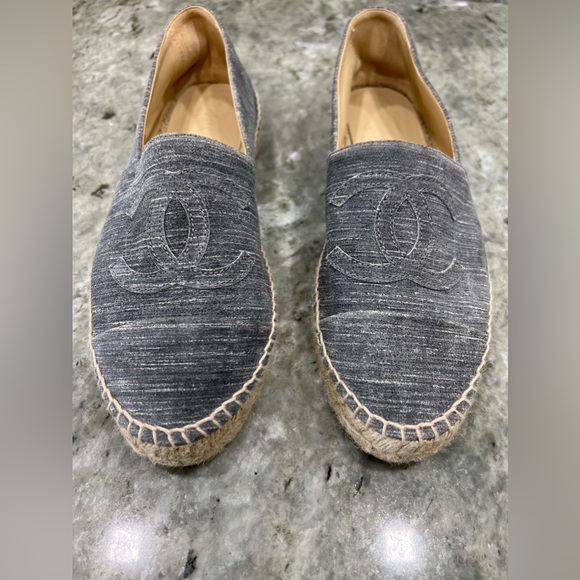 CHANEL Espadrilles Espadrille flats BRAND NEW Size 41 Size 10 Blue Grey Suede - Picture 5 of 11